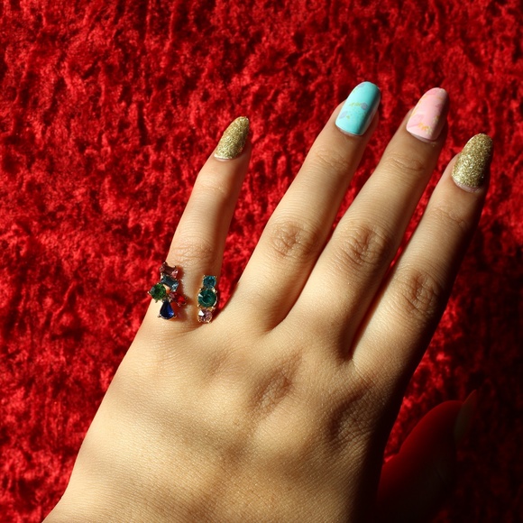 Gemstone Cluster Cuff Ring (I Take Offers!) - Picture 8 of 8